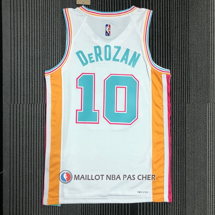 Maillot San Antonio Spurs Demar Derozan NO 10 Ville 2021-22 Blanc